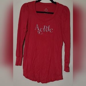 Aerie Red Long Sleeve Tee with Logo Size Small